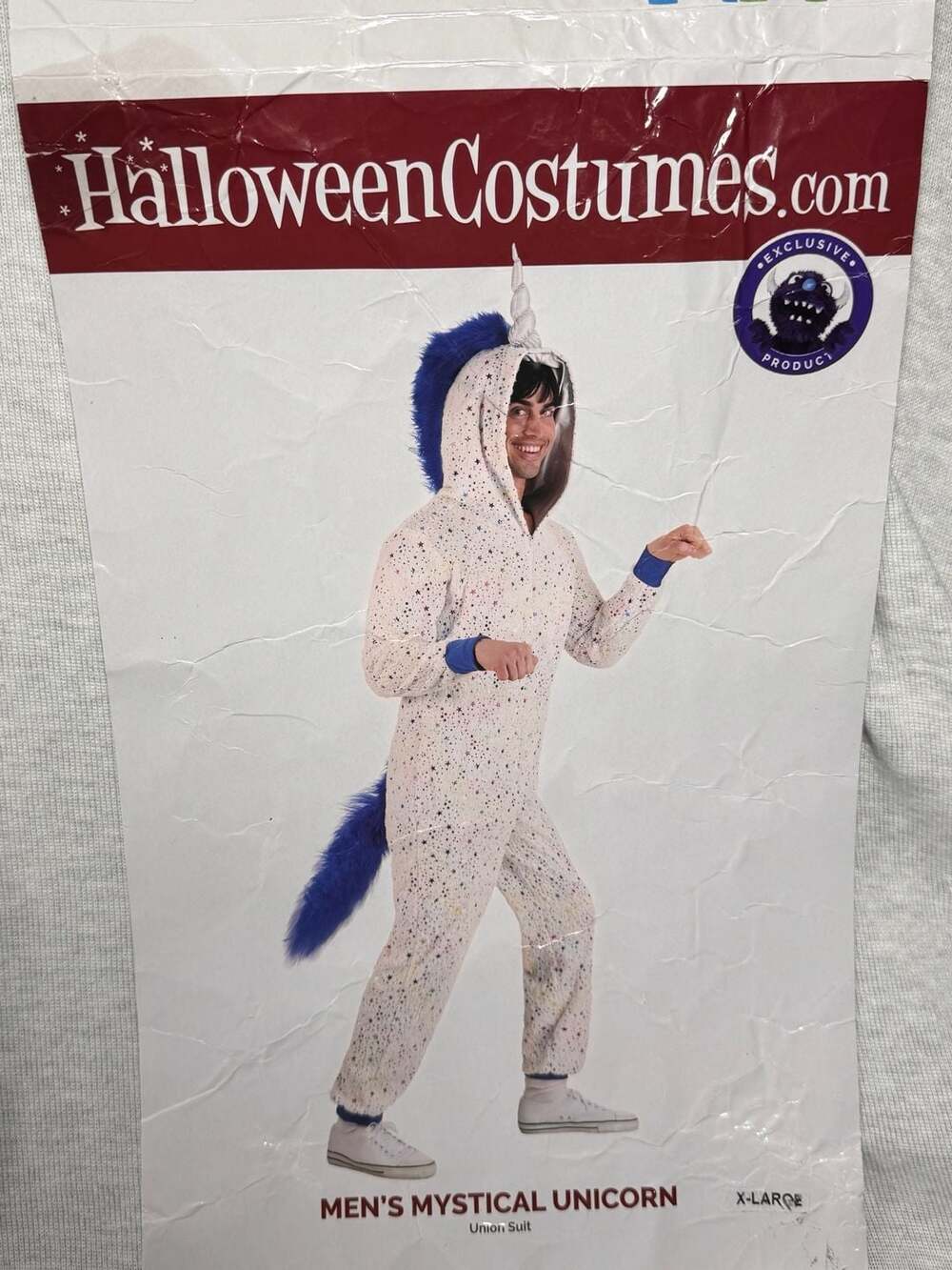 HalloweenCostumes.com Adult White Star Foil Print Hooded Jumpsuit Size XL